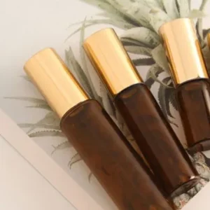 Envase Roll On Ambar Tapa Dorada